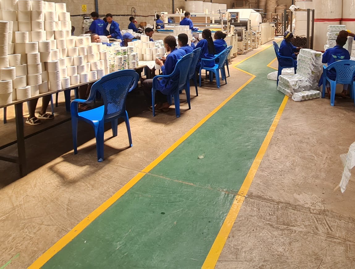 Production floor where Salama tissue products are packed