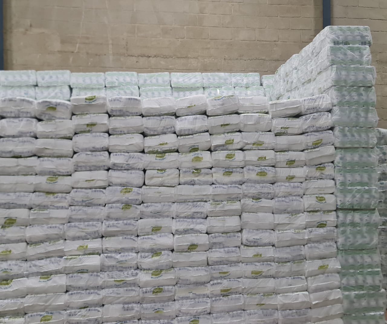 Stacked Salama tissue products ready for dispatch